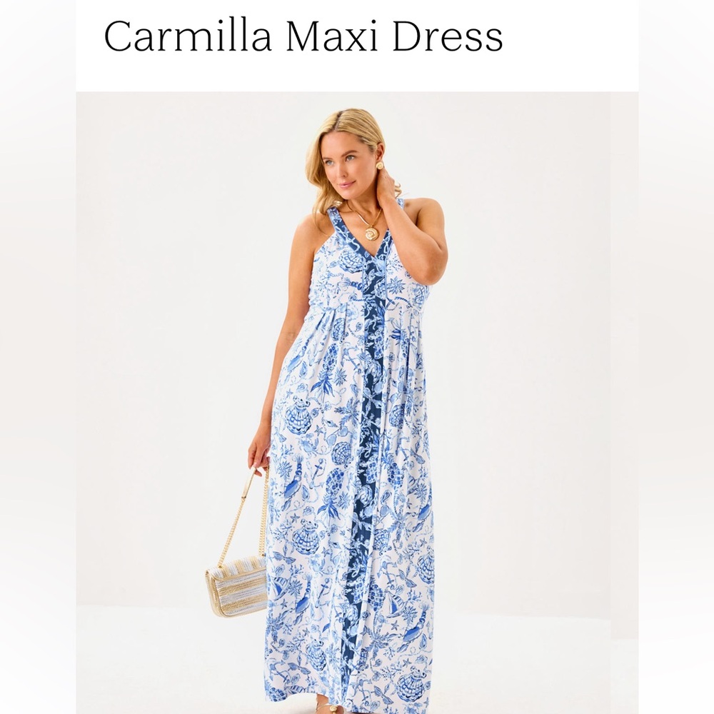 Lilly Pulitzer Carmilla Blue Floral Maxi Dress